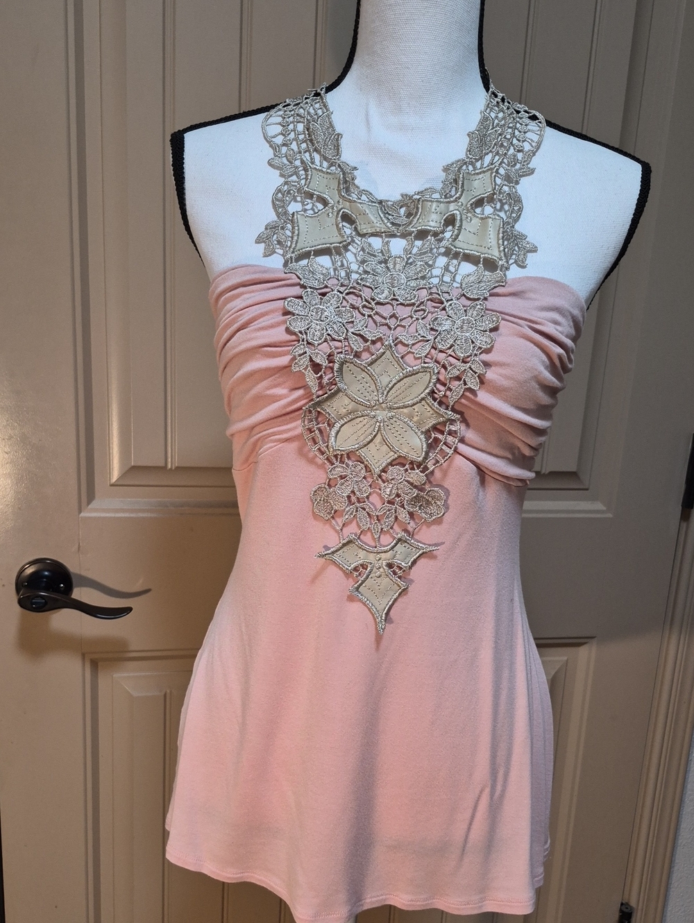 M  Light Pink Strapless Crochet Tub Top